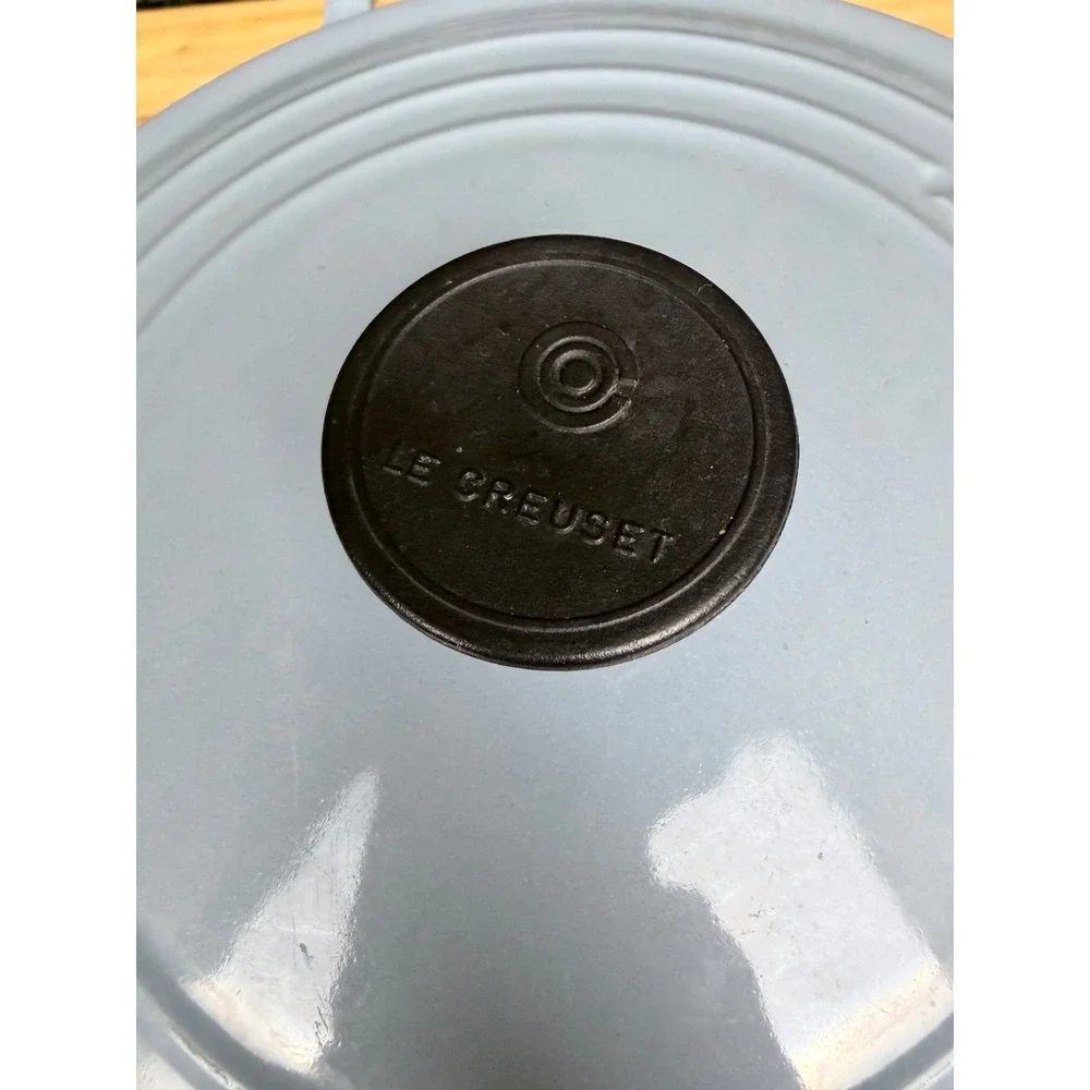 Le Creuset Light Blue Enameled Cast Iron Round Dutch Oven with Lid France